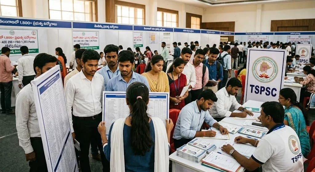 తెలంగాణలో 1,800+ ప్రభుత్వ ఉద్యోగాలు — TGPSC జూన్ 2026 Recruitment Drive; DEO 24 + AEE 290 + FBO 1,393 Posts నోటిఫికేషన్లు