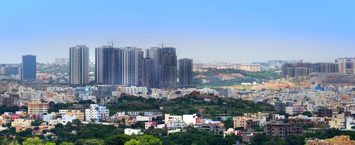 Hyderabad Financial District skyline — Telangana property market value revision 2026 ORR Kokapet Gachibowli area-wise rates